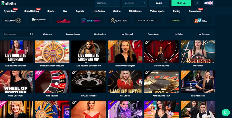 Rolletto Casino live casino